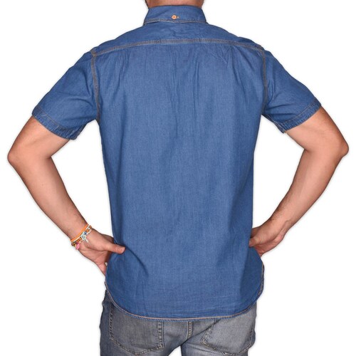 Camisa Azul Medio Manga Corta para Hombre Marca Alex And Ivy Modelo Elo Cam5025A