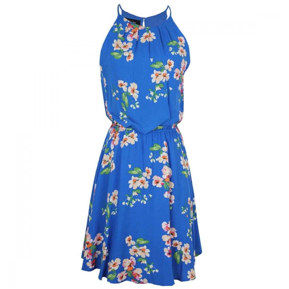 Vestido Manga Sisado Tirantes Cuello Redondo Estampado Flores Just By Basel
