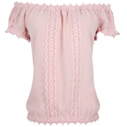 Blusa Manga Corta Cuello off Shoulder Diseño Liso Elle