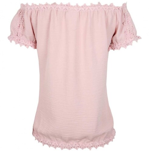 Blusa Manga Corta Cuello off Shoulder Diseño Liso Elle