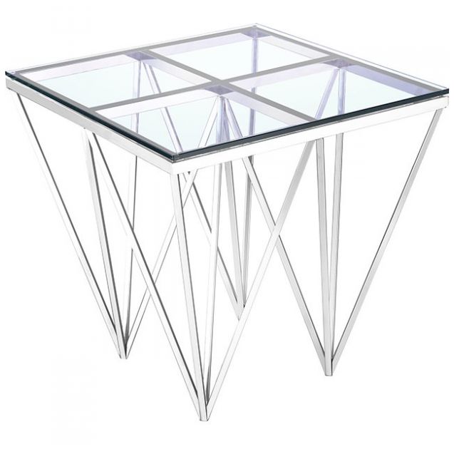 Mesa Lateral Top Dubai Z-7745-1 Transparente y Plata Piccola