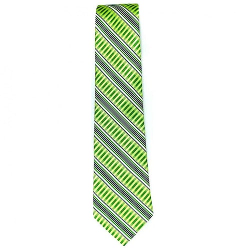 Corbata para Caballero Carlo Corinto con Dise&ntilde;o Elegante Raya Color Verde