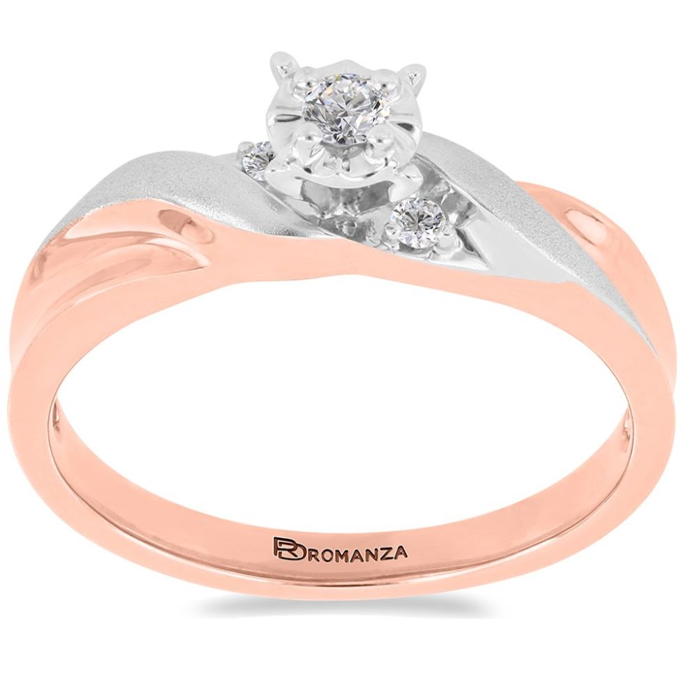 Anillo 14K Y Diamante Romanza
