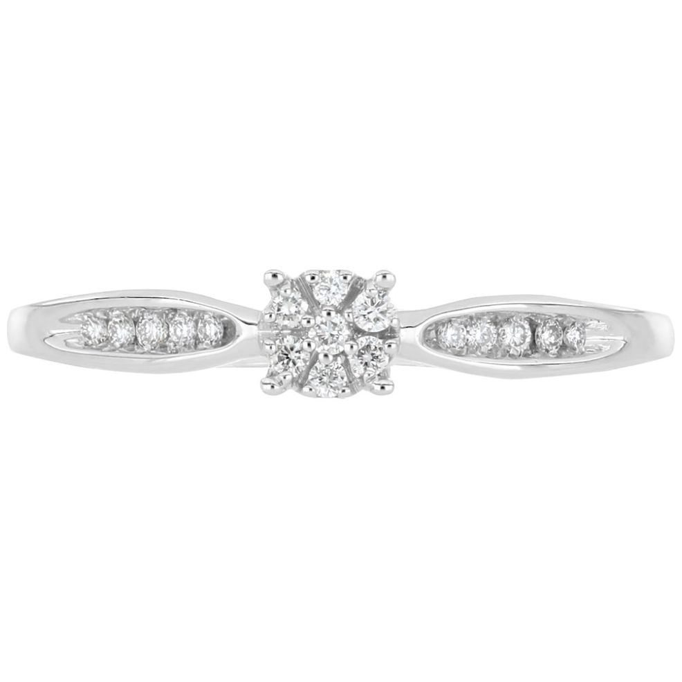 Anillo 14Kt Y Diamante Oro Blanco Romanza
