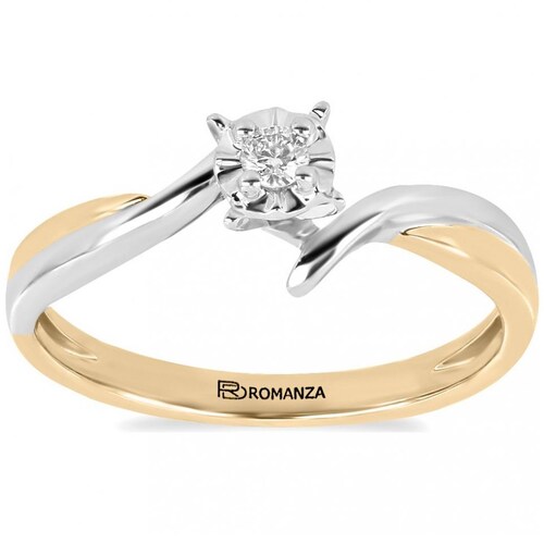 Solitario Oro Bicolor 14K y 0.06 Ct Diamante Romanza