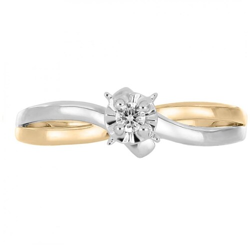 Anillo 14Kt Y Diamante  Oro Combinado Romanza