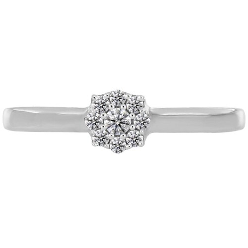 Solitario Roseta Oro Blanco 14K y 0.15 Ct Diamante Romanza