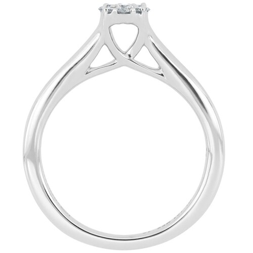 Solitario Roseta Oro Blanco 14K y 0.15 Ct Diamante Romanza
