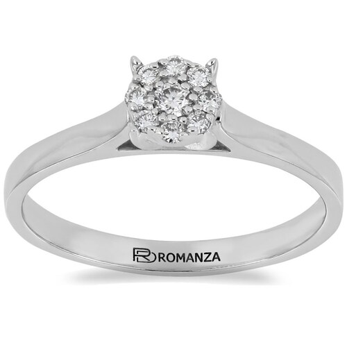 Solitario Roseta 14K Oro Blanco y 0.12 Ct Diamante Romanza