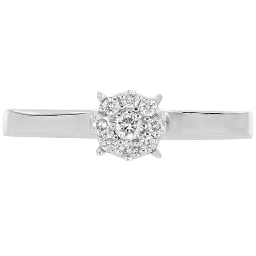 Solitario Roseta 14K Oro Blanco y 0.12 Ct Diamante Romanza