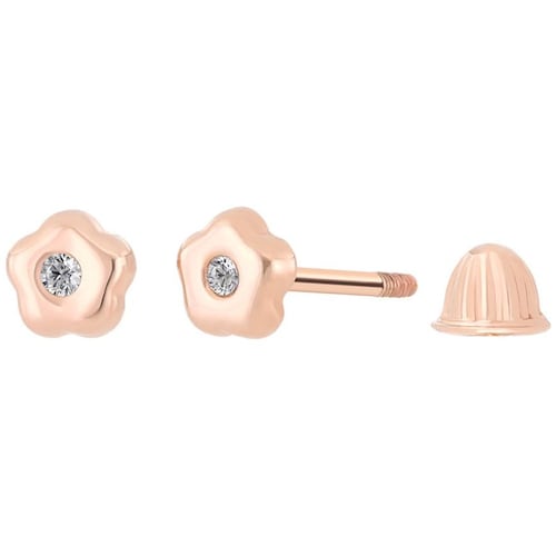 Broqueles Oro Rosa 14Kt y Diamante para Bebé Mi Primer Diamante