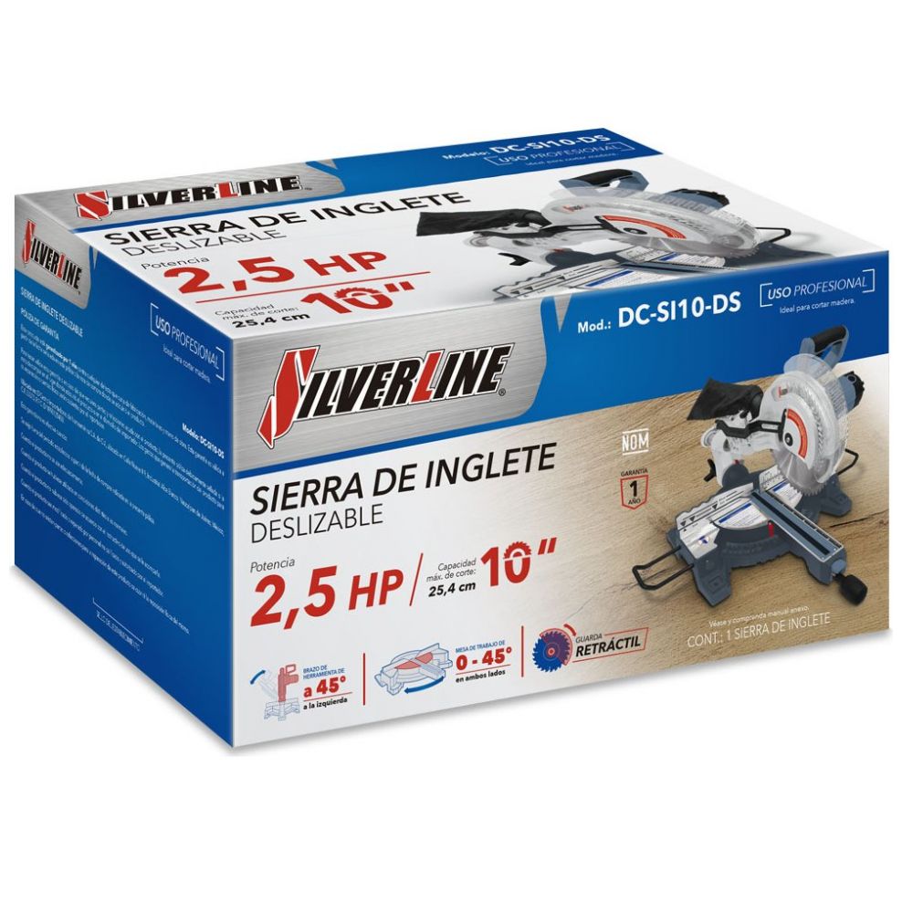 Sierra Ingleteadora Deslizable 10" Dc-Si10-Ds Silverline