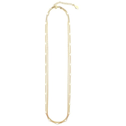 Collar con 3 Cadenas Doradas Y una Cadena Especial con Perlas Westies