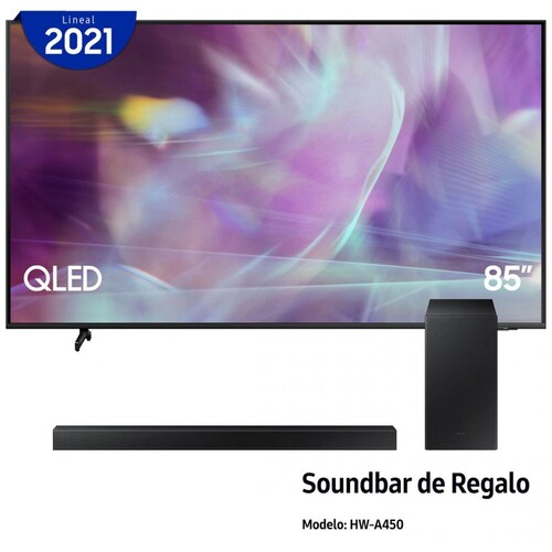 Paquete Pantalla Samsung 85" Smart Tv Qled 4K Qn85Q60Aafxzx + Barra de Sonido Samsung Hw-A450/zx