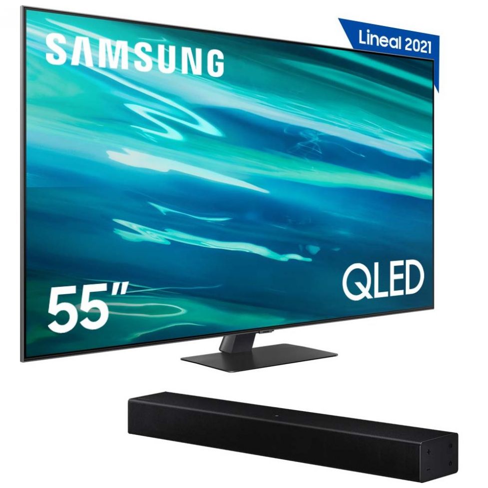Paquete Pantalla 55" Samsung Smart Tv Qled 4K Qn55Q80Aafxzx + Barra de Sonido Samsung Hw-T400/zx