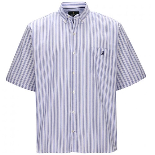 Camisa Manga Corta Rayada Azul Polo Club para Caballero