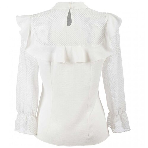 Blusa Cuello Alto con Olanes Michel Paulini