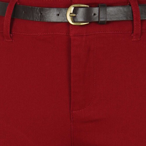 Pantalón Rojo Corte Recto Diseño Liso Elle