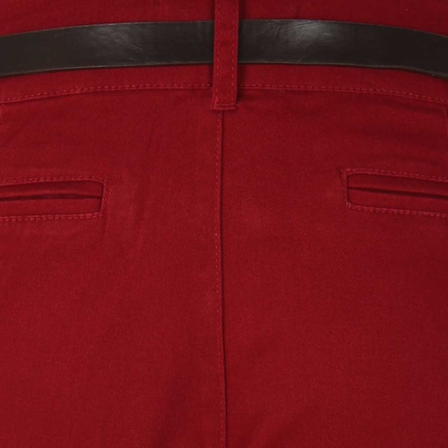 Pantalón Rojo Corte Recto Diseño Liso Elle