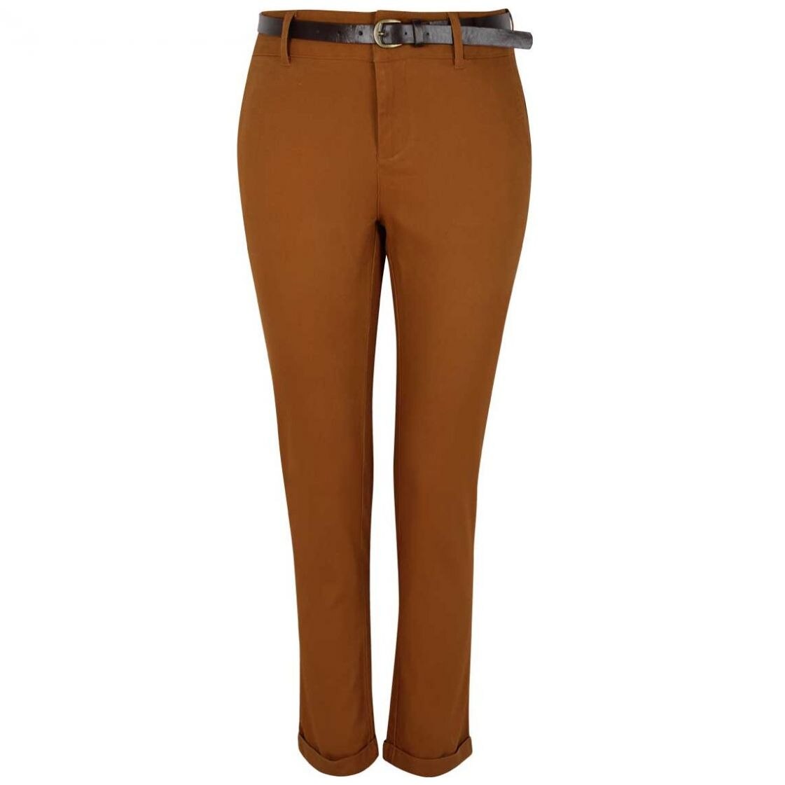 Pantalón Naranja Corte Recto Diseño Liso Elle