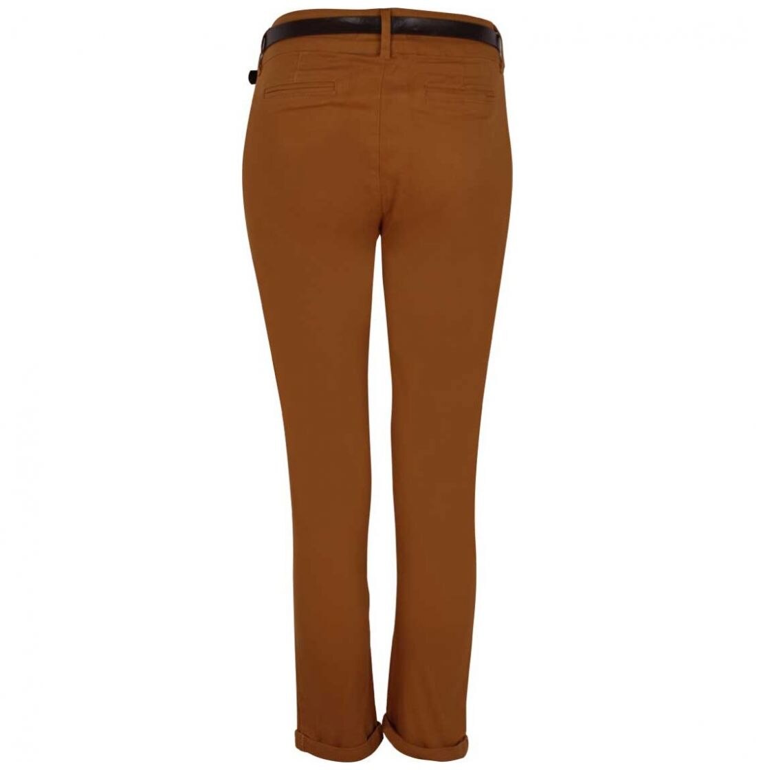 Pantalón Naranja Corte Recto Diseño Liso Elle