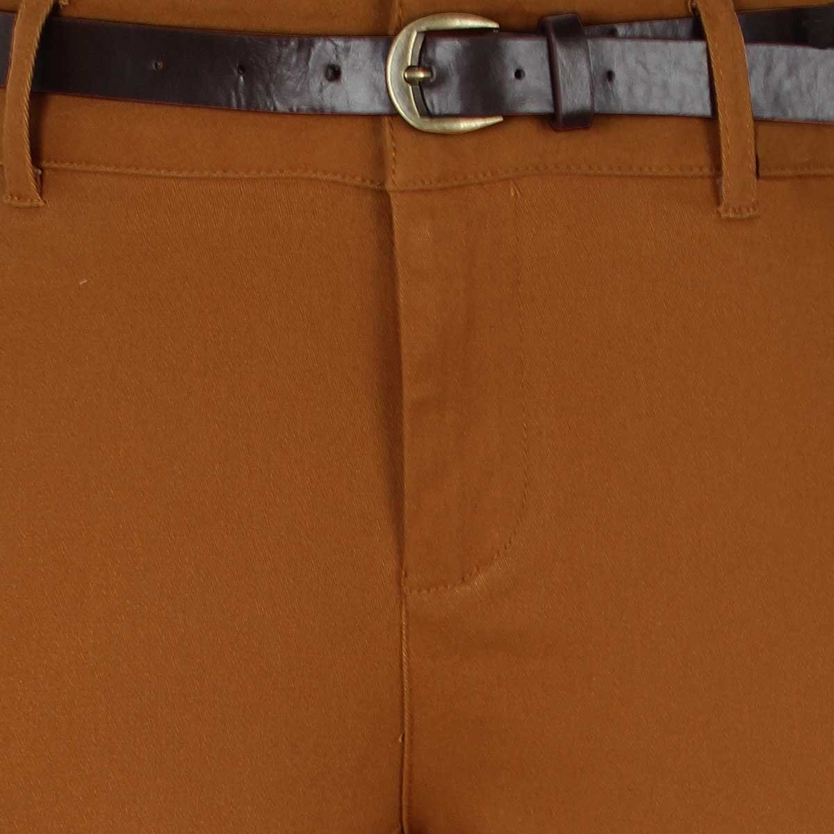 Pantalón Naranja Corte Recto Diseño Liso Elle