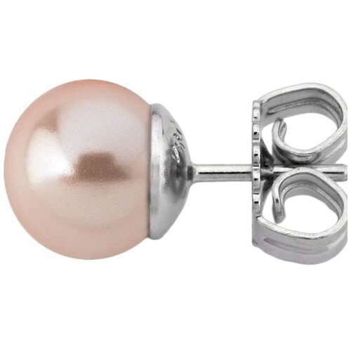 Aretes Plata Perla Rosa 8Mm Majorica