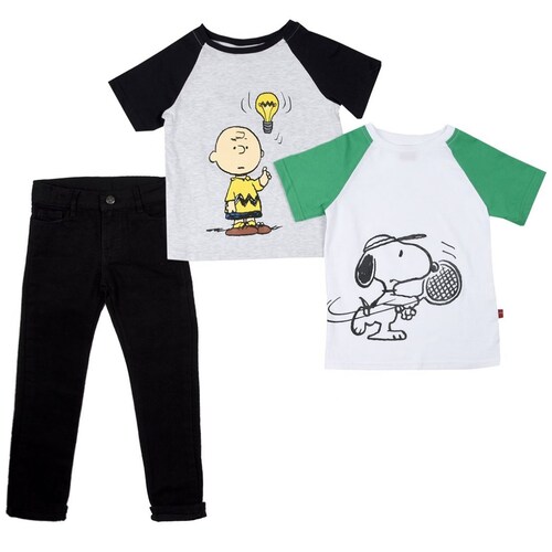 Conjunto To 3 Piezas Playeras Manga Ranglan con Pantalón Gabar Snoopy