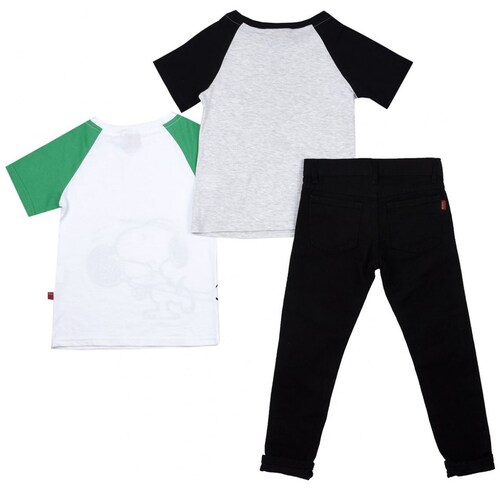 Conjunto To 3 Piezas Playeras Manga Ranglan con Pantalón Gabar Snoopy