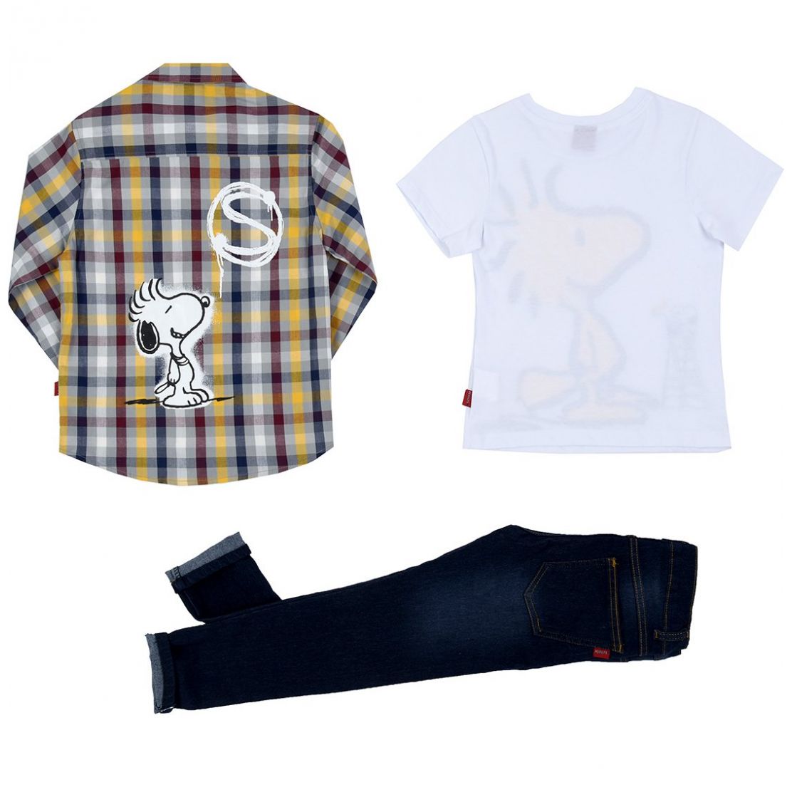 Conjunto 3 Piezas Camisa Ml Arremangable con Playera Mc Y Snoopy