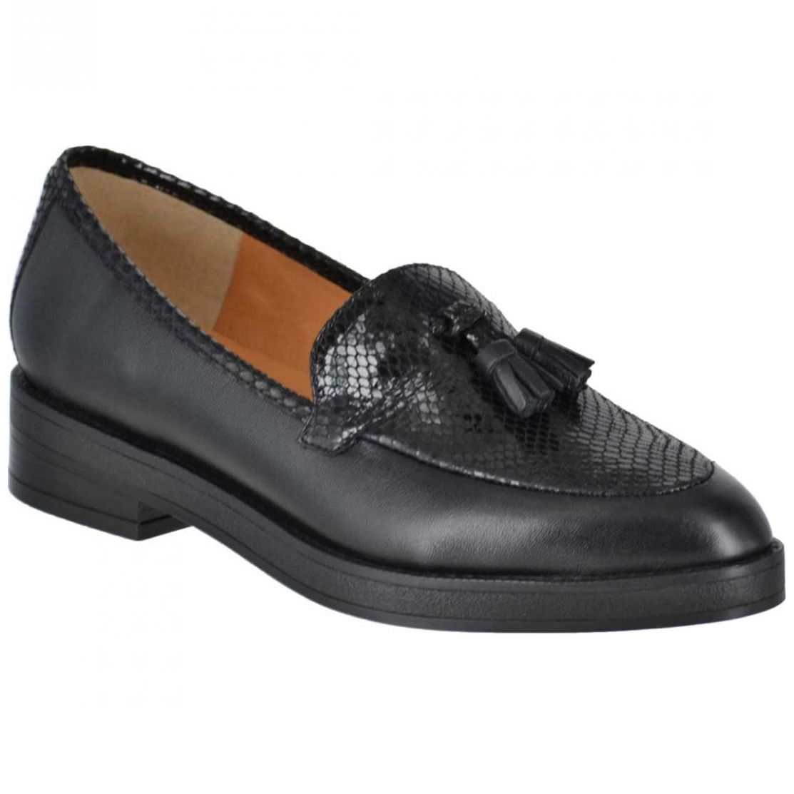 Zapato con Textura Y Borla al Frente, Azul Marino Joyce.
