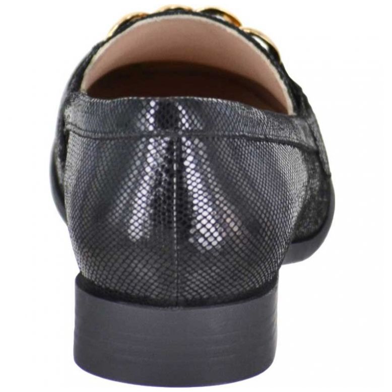 Mocasín con Textura Y Cadena, Negro Joyce -