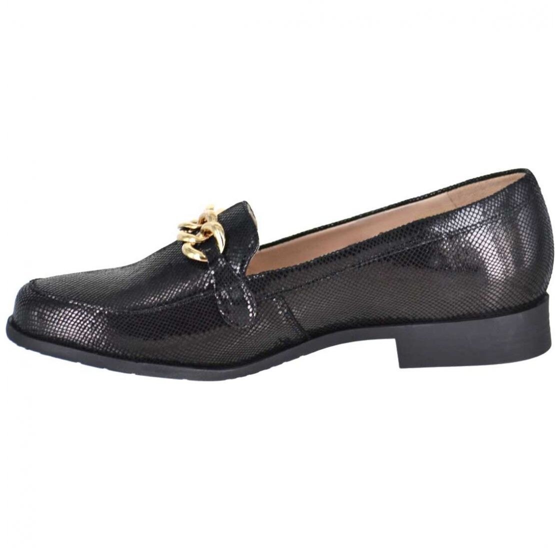 Mocasín con Textura Y Cadena, Negro Joyce -