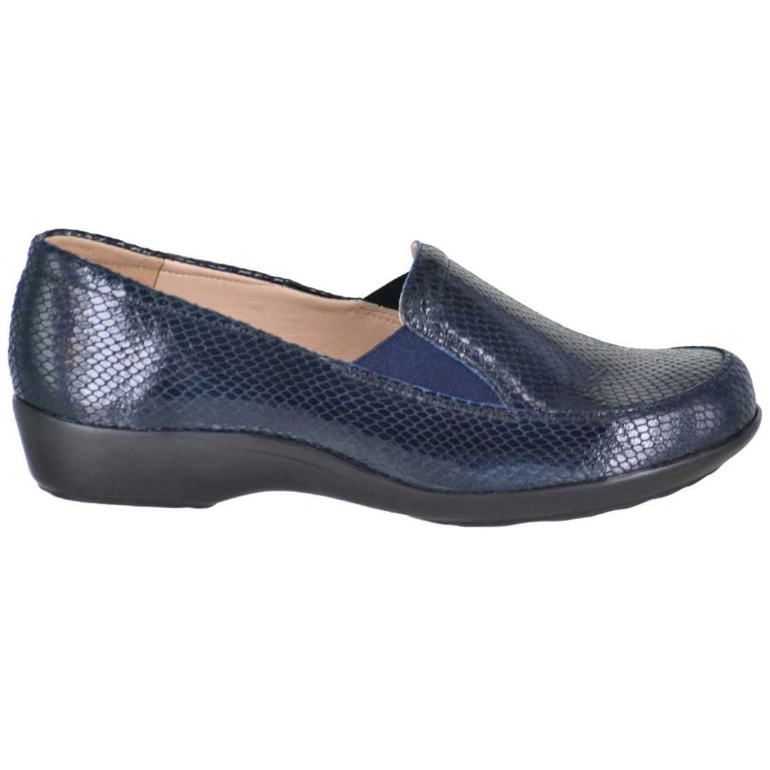 Zapato con Textura Y Elásticos Laterales, Azul Marino Joyce.