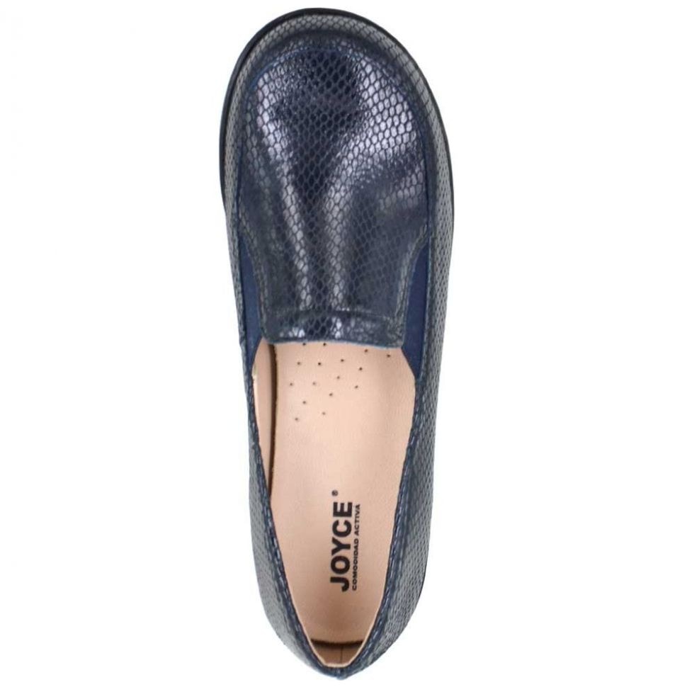 Zapato con Textura Y Elásticos Laterales, Azul Marino Joyce.