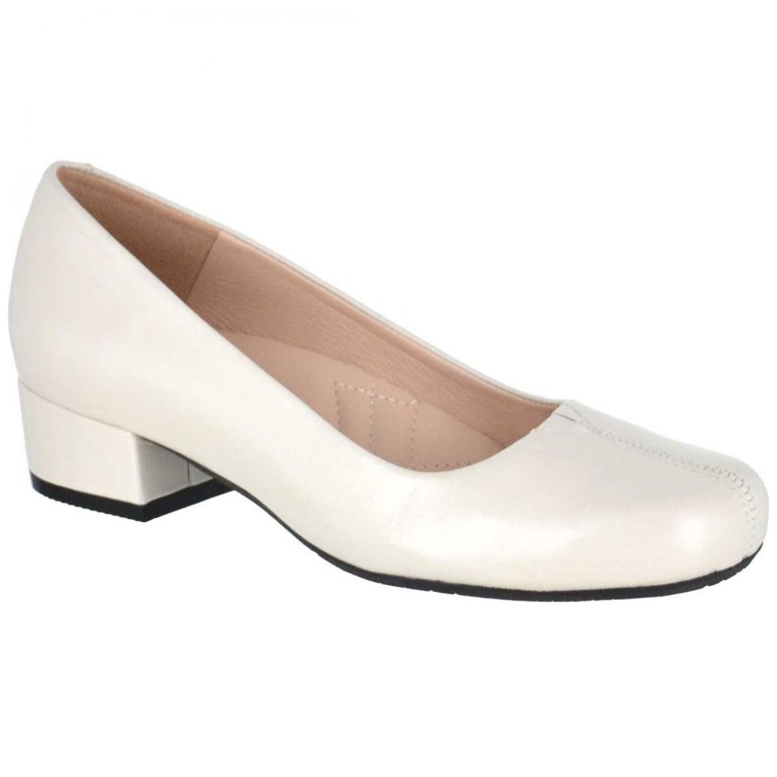 Zapatilla con Tacón Bajo, Hueso Joyce.