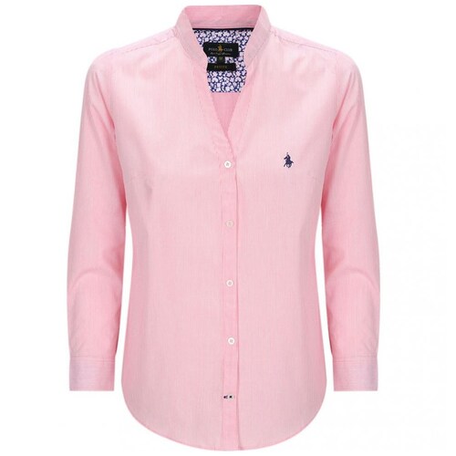Camisa Rayas Manga Larga Rosa Royal Polo Club para Dama