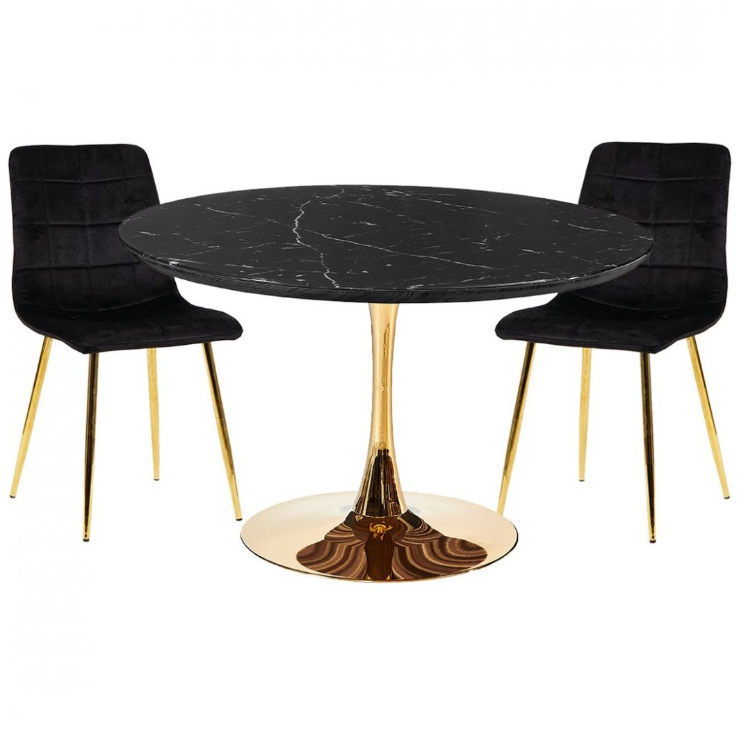 Antecomedor Piccola Dubai Mármol con 4 Sillas Velvet Sonama