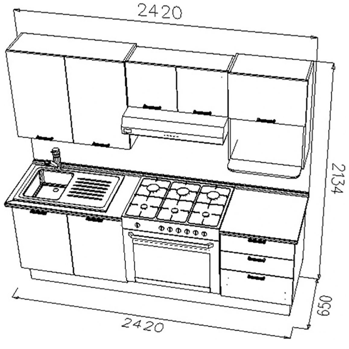 Cocina Italia 2.42 Cm Derecha Ferreti