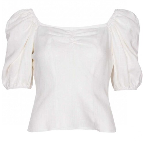 Blusa Escote Cuadrado El&aacute;stico en Hombros Y Mangas Studio si