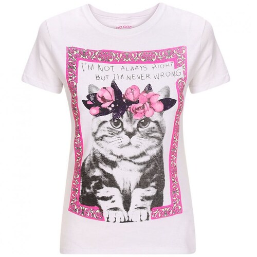 Playera Manga Corta con Estampado Gato
