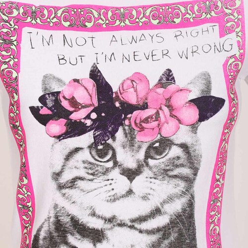 Playera Manga Corta con Estampado Gato