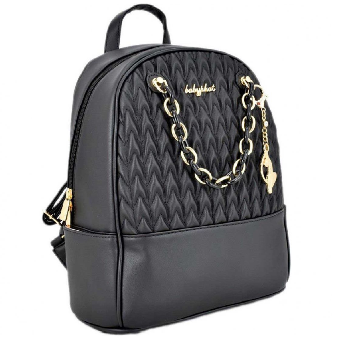 Bolso backpack baby phat negro con texturizado frontal Sears