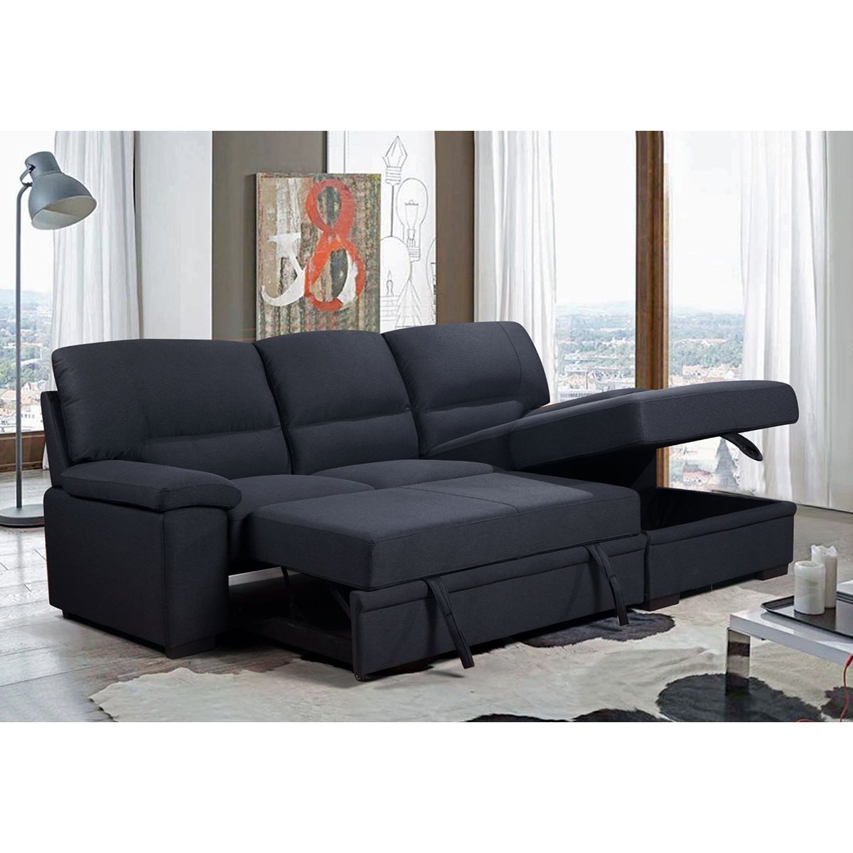 Sofácama sybil con almacenamiento azul lotus Sears