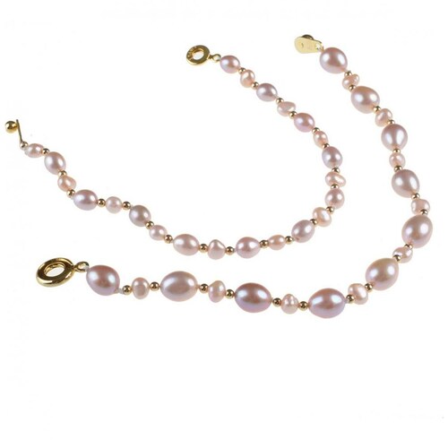 Juego Pulseras Y Aretes Perla Cultivada Eva