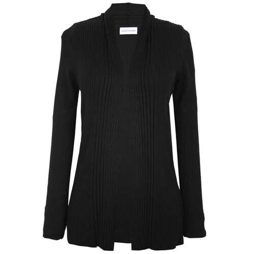Suéter Negro Cuello Abierto Diseño de Punto City Femme
