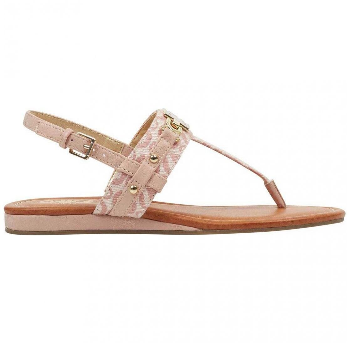 Sandalia Silueta Tipo Flat Punta Redonda Y Fijación Hebilla Color Rosa G By Guess