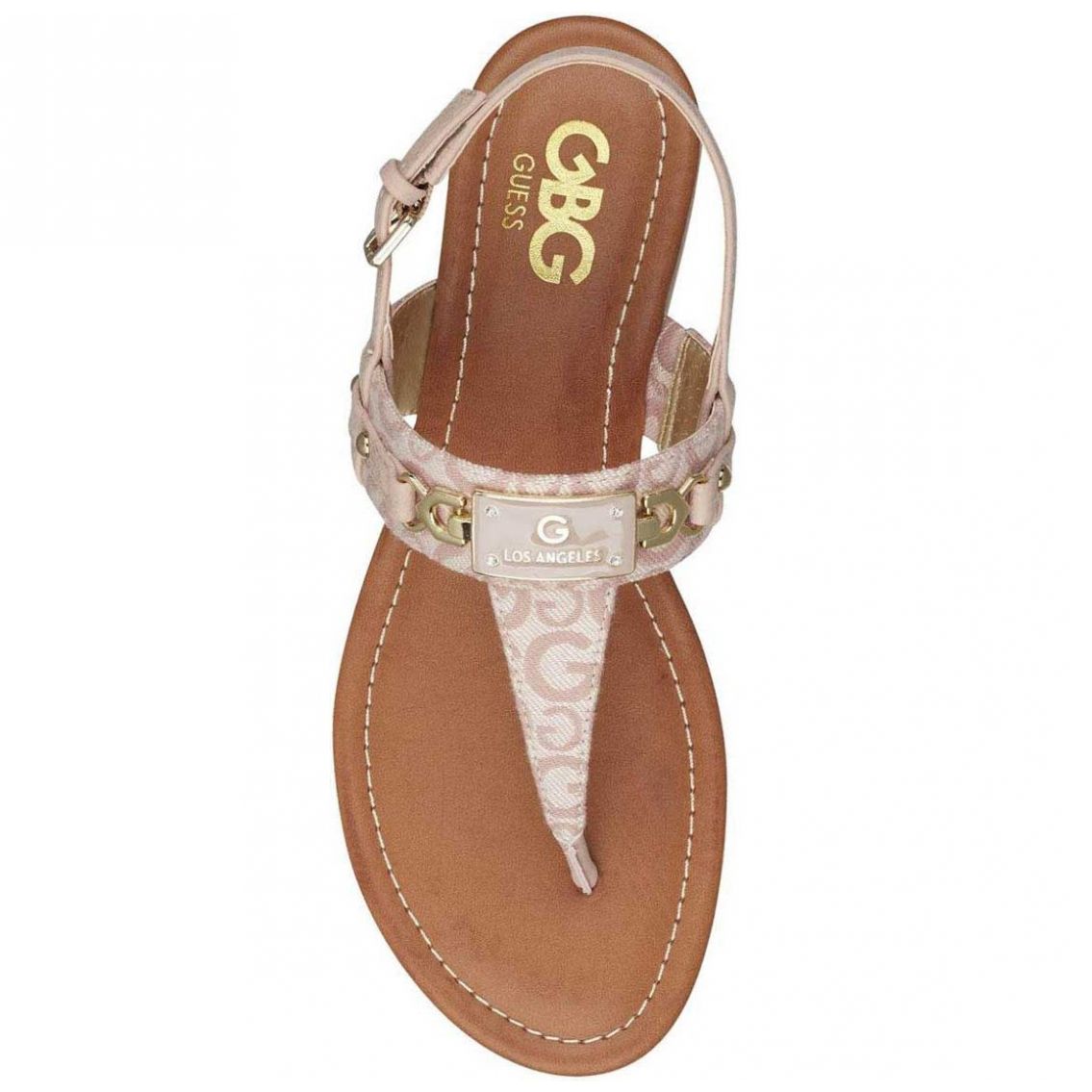 Sandalia Silueta Tipo Flat Punta Redonda Y Fijación Hebilla Color Rosa G By Guess