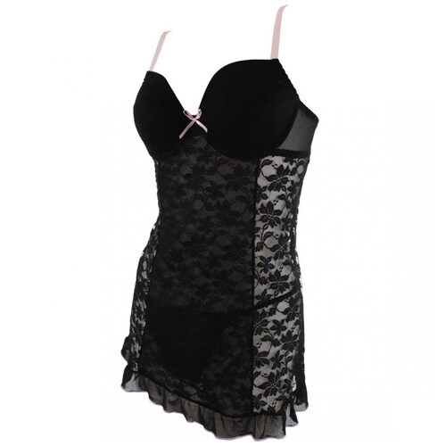Baby Doll Negro de Encaje Couture