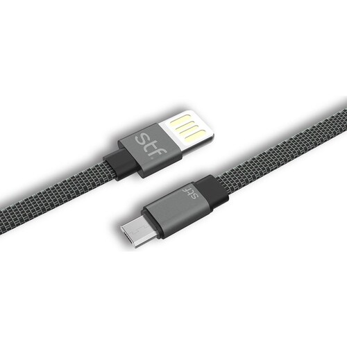Cable Usb- Micro Usb Carga Ultra Rápida 1M Gris- Negro Stf